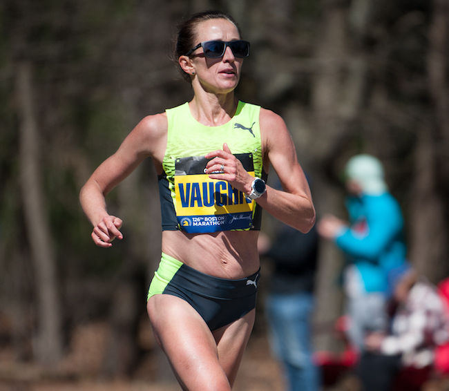 Sara Vaughn races at the 2022 Boston Marathon